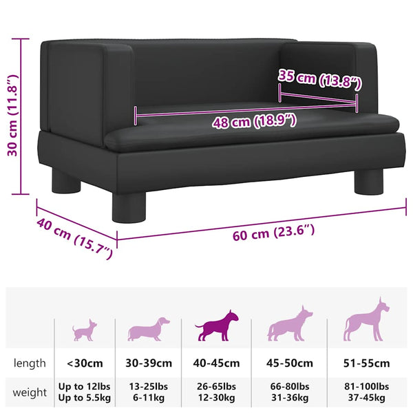 Hundebett Schwarz 60x40x30 cm Kunstleder