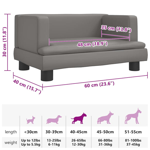 Hundebett Grau 60x40x30 cm Kunstleder