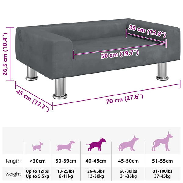 Hundebett Dunkelgrau 70x45x26,5 cm Samt