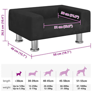 Hundebett Schwarz 50x40x26,5 cm Samt