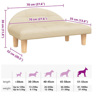 Hundebett Creme 70x52x30 cm Stoff