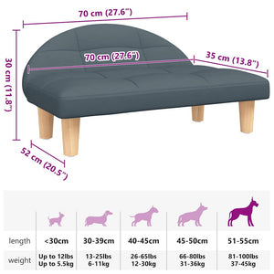 Hundebett Dunkelgrau 70x52x30 cm Stoff