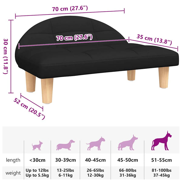Hundebett Schwarz 70x52x30 cm Stoff