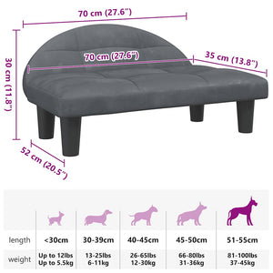 Hundebett Dunkelgrau 70x52x30 cm Samt