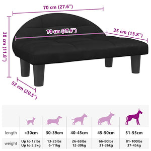 Hundebett Schwarz 70x52x30 cm Samt