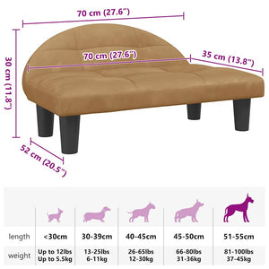 Hundebett Braun 70x52x30 cm Samt