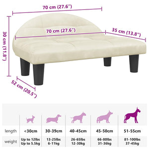Hundebett Creme 70x52x30 cm Samt