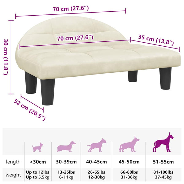 Hundebett Creme 70x52x30 cm Samt