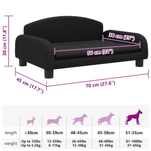 Hundebett Schwarz 70x45x30 cm Stoff