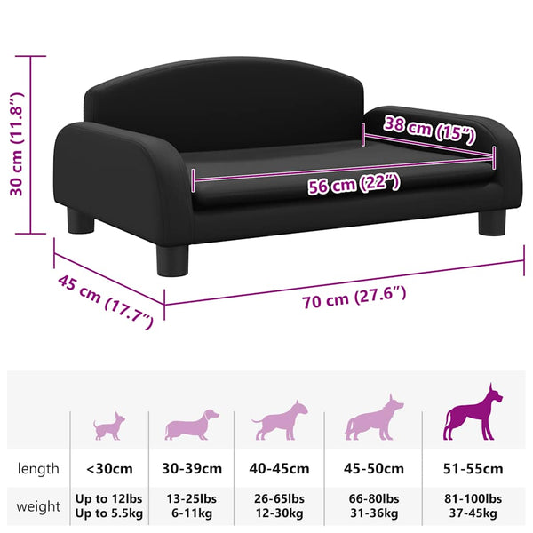 Hundebett Schwarz 70x45x30 cm Kunstleder