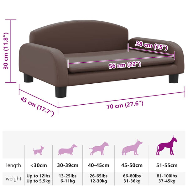 Hundebett Braun 70x45x30 cm Kunstleder