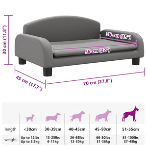 Hundebett Grau 70x45x30 cm Kunstleder