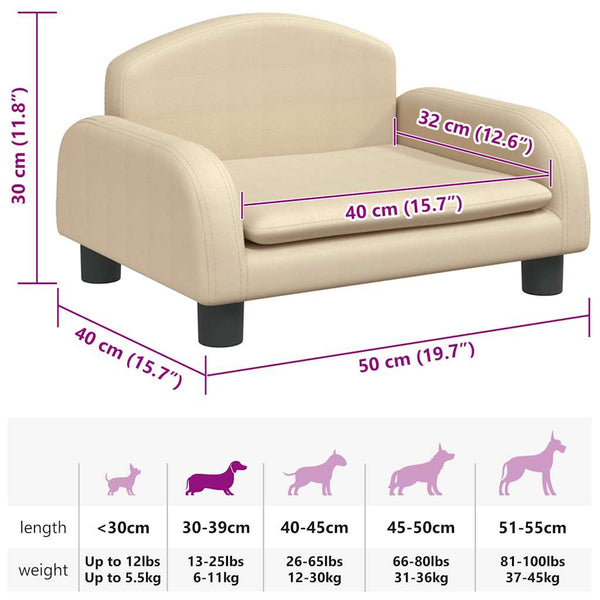 Hundebett Creme 50x40x30 cm Stoff