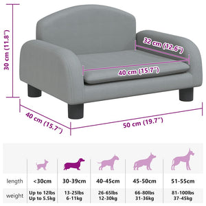 Hundebett Hellgrau 50x40x30 cm Stoff