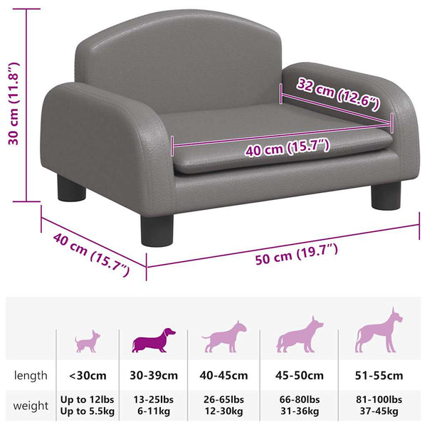 Hundebett Grau 50x40x30 cm Kunstleder