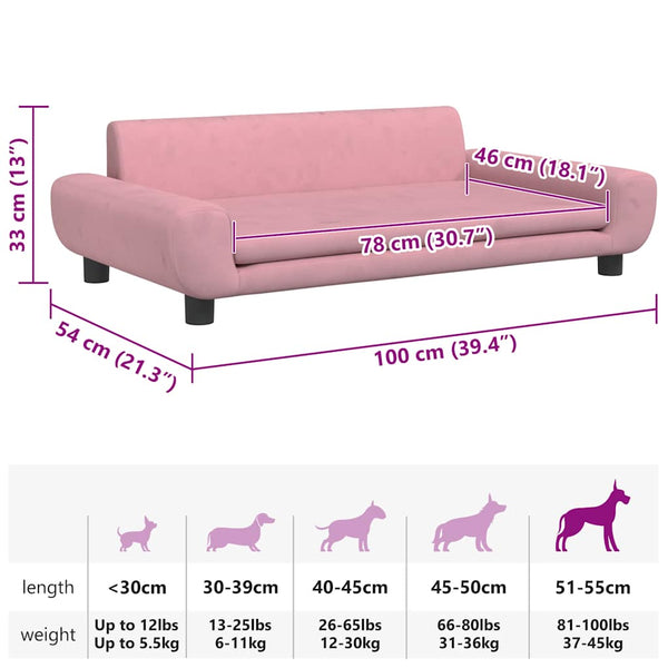 Hundebett Rosa 100x54x33 cm Samt