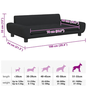 Hundebett Schwarz 100x54x33 cm Samt