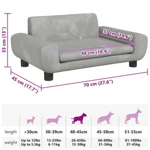Hundebett Hellgrau 70x45x33 cm Samt