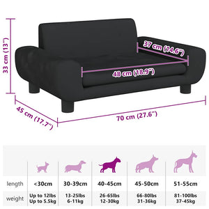 Hundebett Schwarz 70x45x33 cm Samt