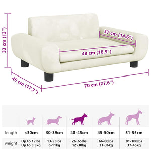 Hundebett Creme 70x45x33 cm Samt