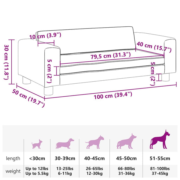 Hundebett mit Verlängerung Rosa 100x50x30 cm Samt