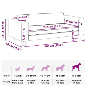 Hundebett mit Verlängerung Creme 100x50x30 cm Kunstleder