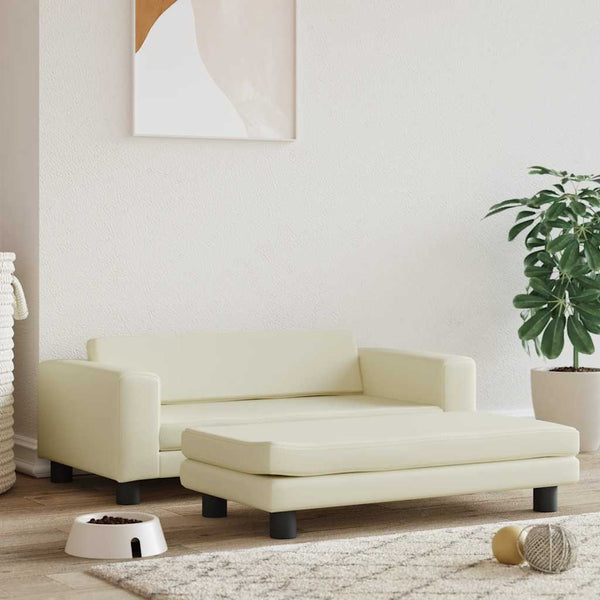 Hundebett mit Verlängerung Creme 100x50x30 cm Kunstleder