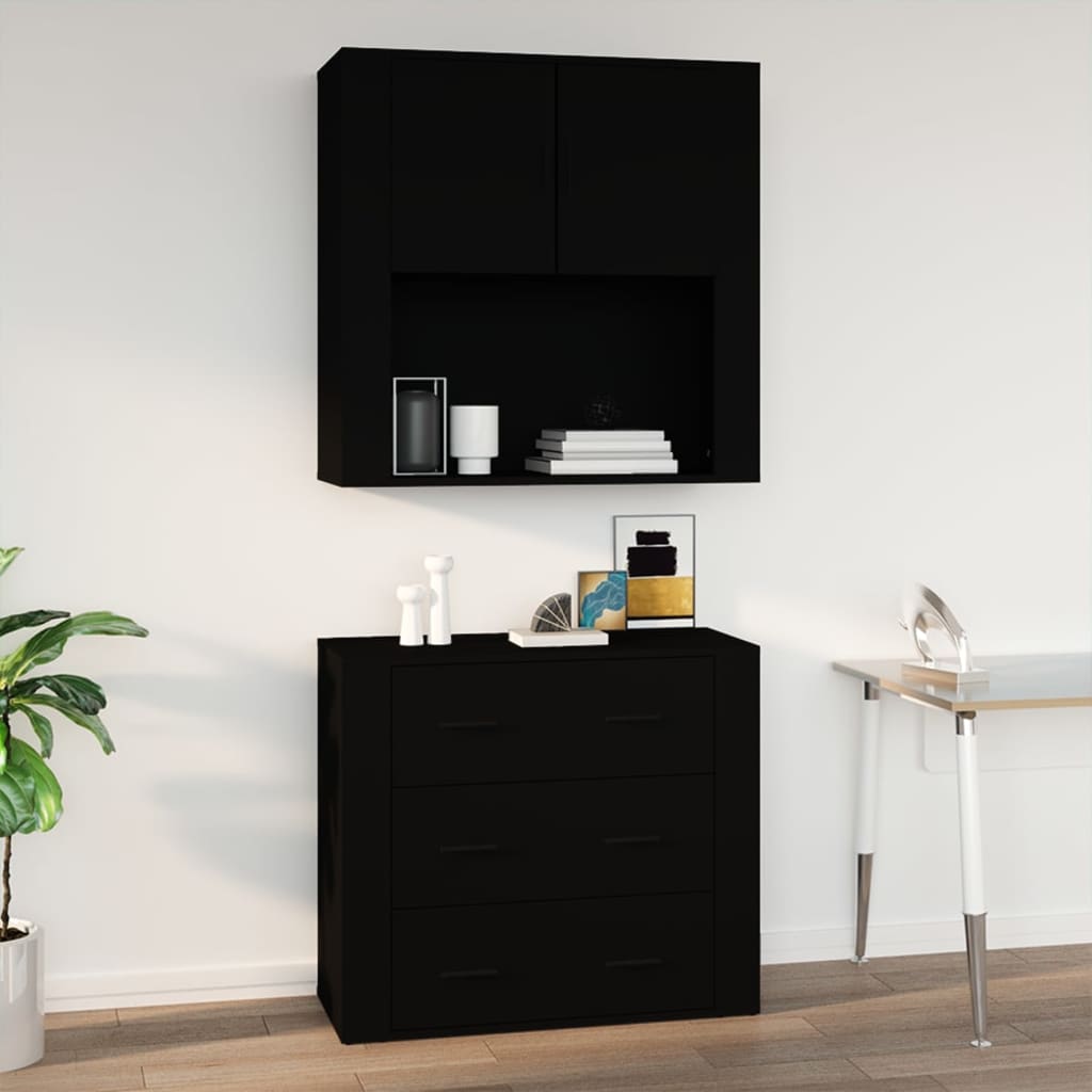 Schwarzer Wandschrank 80x80 cm