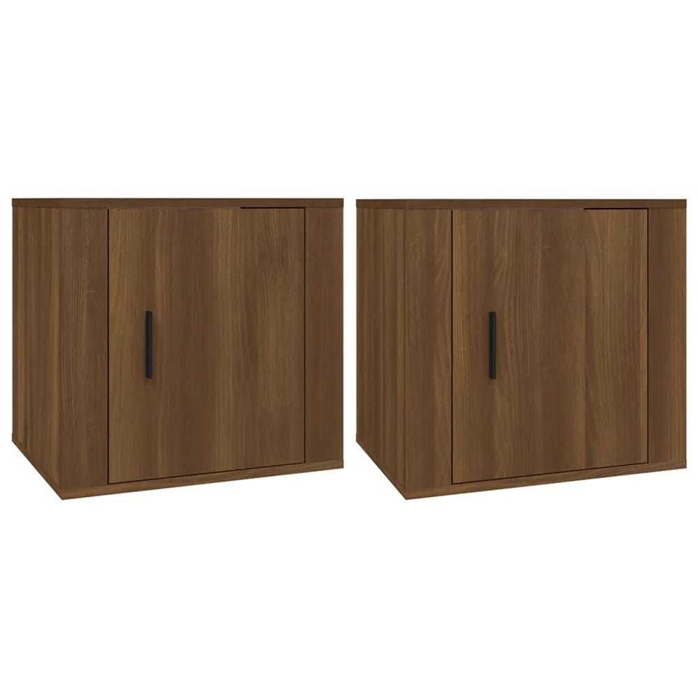 Nachttische 2er Set Braun Eichenoptik