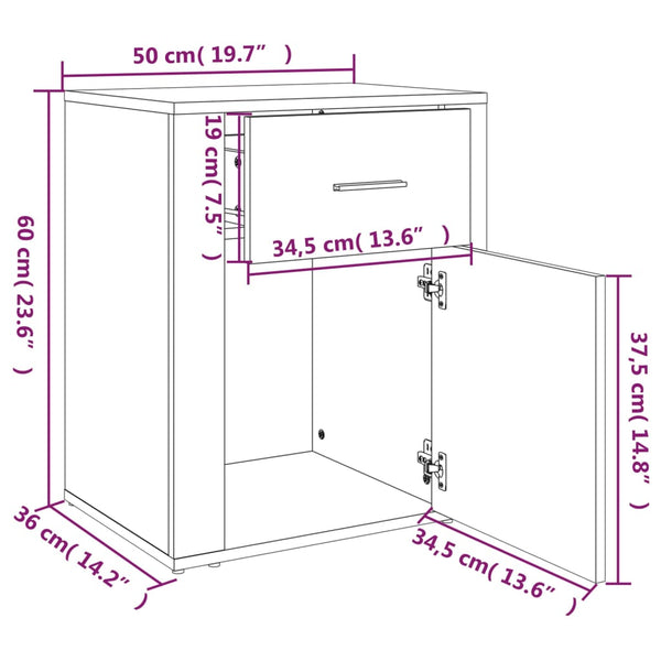 Nachttisch Braun Eichen-Optik 50x36x60 cm