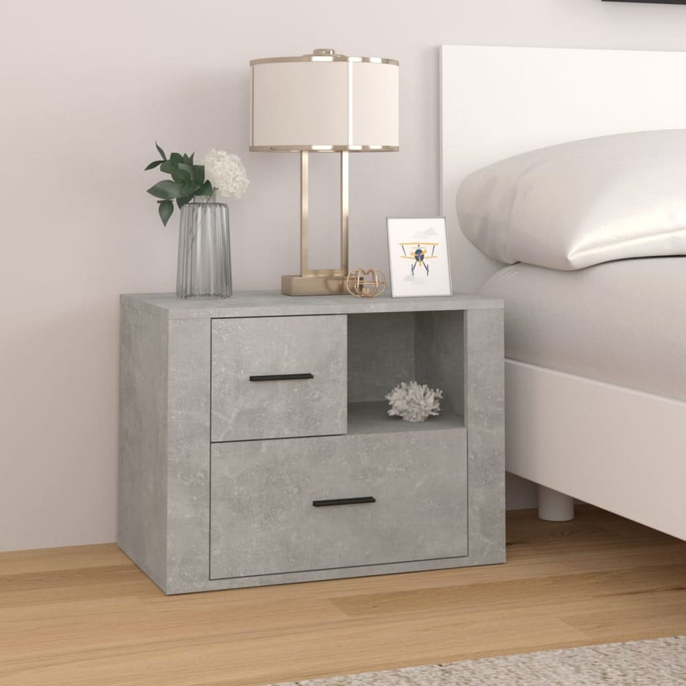 vidaXL Nightstand Concrete Gray 60x36x45 cm Engineered Wood
