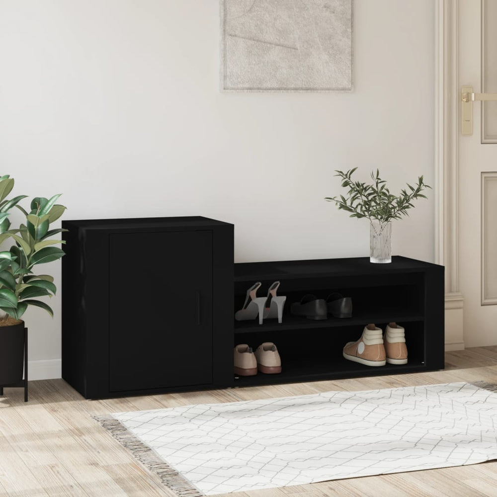 Schuhschrank Schwarz 130 cm