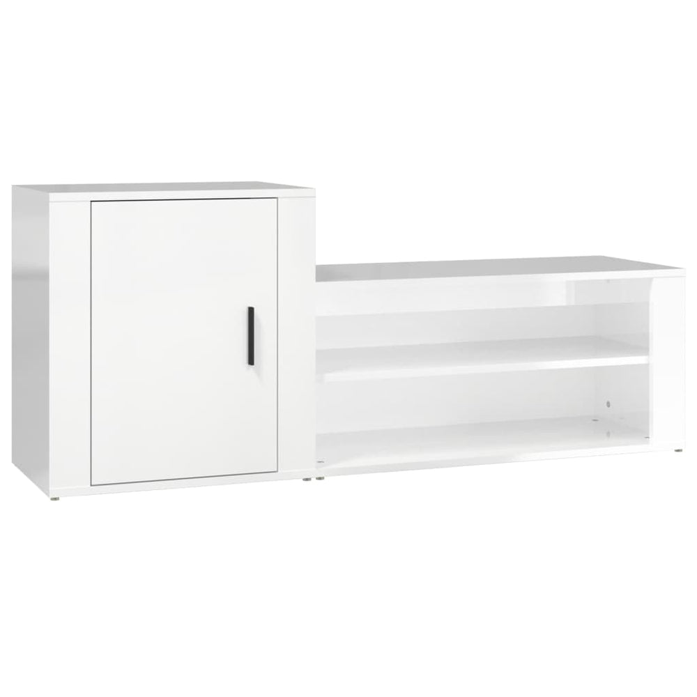 Hochglanz Schuhschrank Weiß 130x35x54 cm