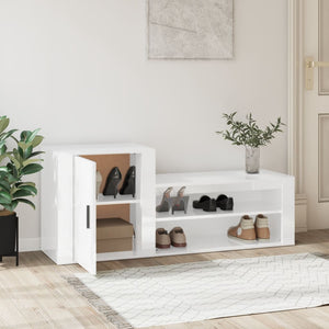 vidaXL Meuble à chaussures blanc brillant 130x35x54 cm en bois d'ingénierie