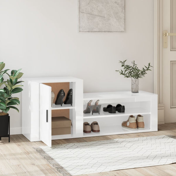 vidaXL Meuble à chaussures blanc brillant 130x35x54 cm en bois d'ingénierie