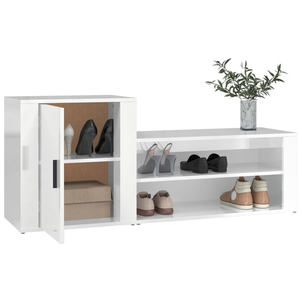 vidaXL Meuble à chaussures blanc brillant 130x35x54 cm en bois d'ingénierie