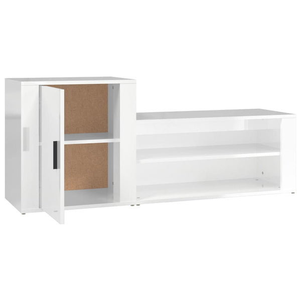vidaXL Meuble à chaussures blanc brillant 130x35x54 cm en bois d'ingénierie