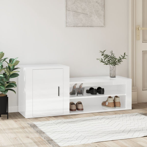 vidaXL Meuble à chaussures blanc brillant 130x35x54 cm en bois d'ingénierie