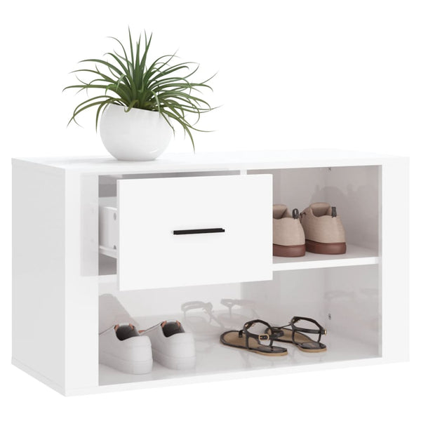 Hochglanz Schuhschrank Weiß 80x35x45cm
