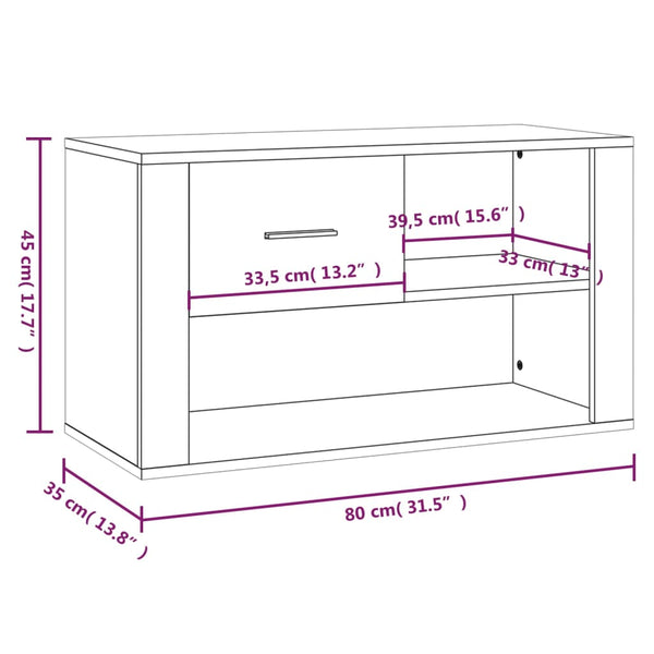 Betongrauer Schuhschrank 80x35x45 cm