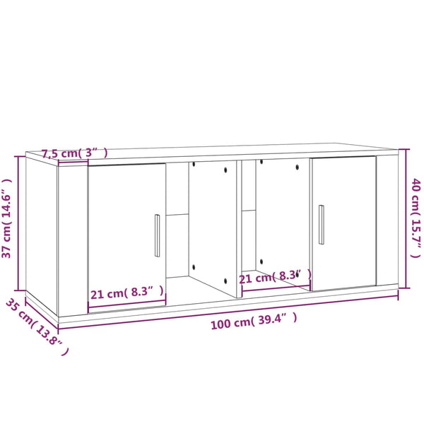 TV-Schrank Hochglanz Weiß 100x35x40cm