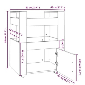 Küchenwagen Braun Eichenoptik 60x45x80 cm