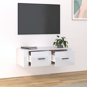 TV-Wandschrank, Hochglanz Weiß, 80 cm
