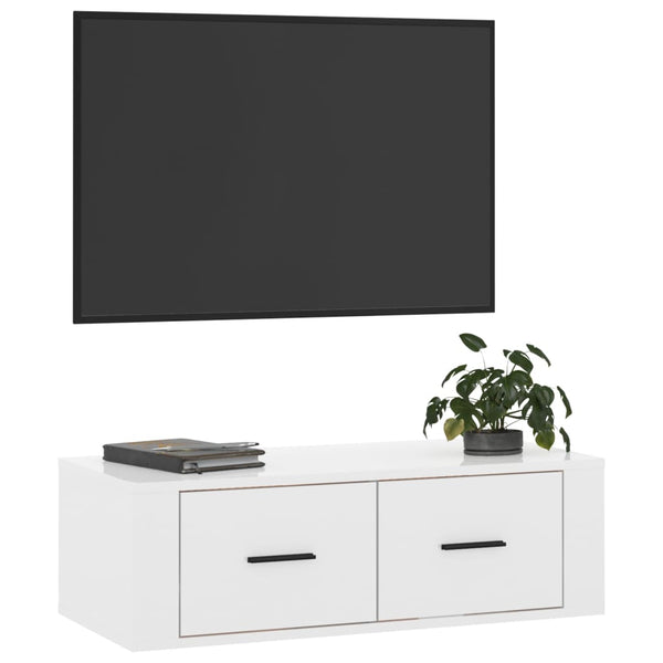 TV-Wandschrank, Hochglanz Weiß, 80 cm
