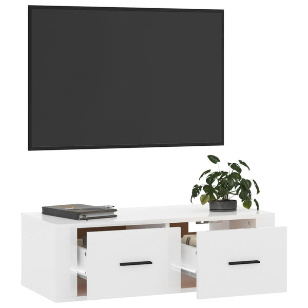 TV-Wandschrank, Hochglanz Weiß, 80 cm