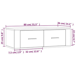 TV-Wandschrank Räuchereiche 80 cm
