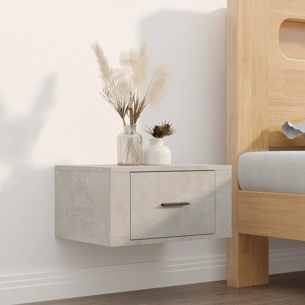 vidaXL Wall-Mounted Nightstand Concrete Grey 50x36x25 cm