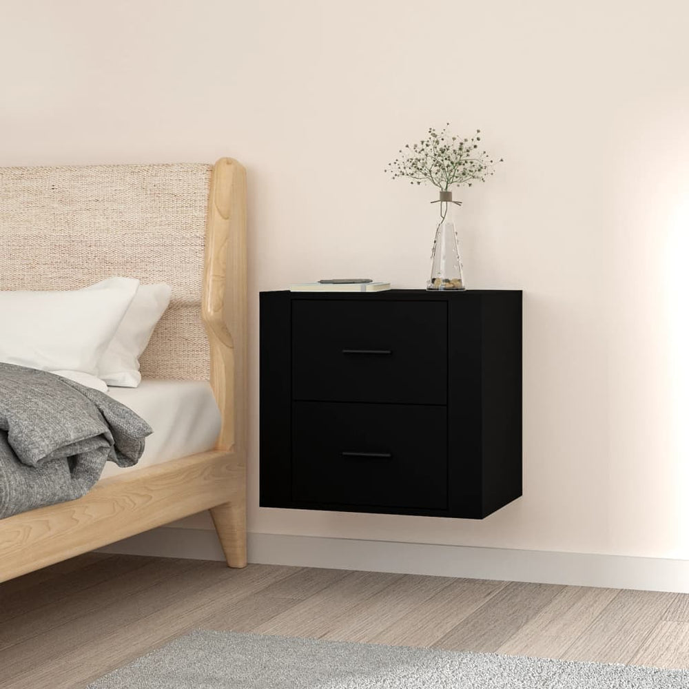 vidaXL Wall-Mounted Nightstand Black 50x36x47 cm