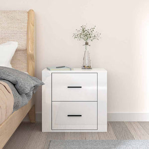 Wand-Nachttisch Hochglanz Weiß 50cm