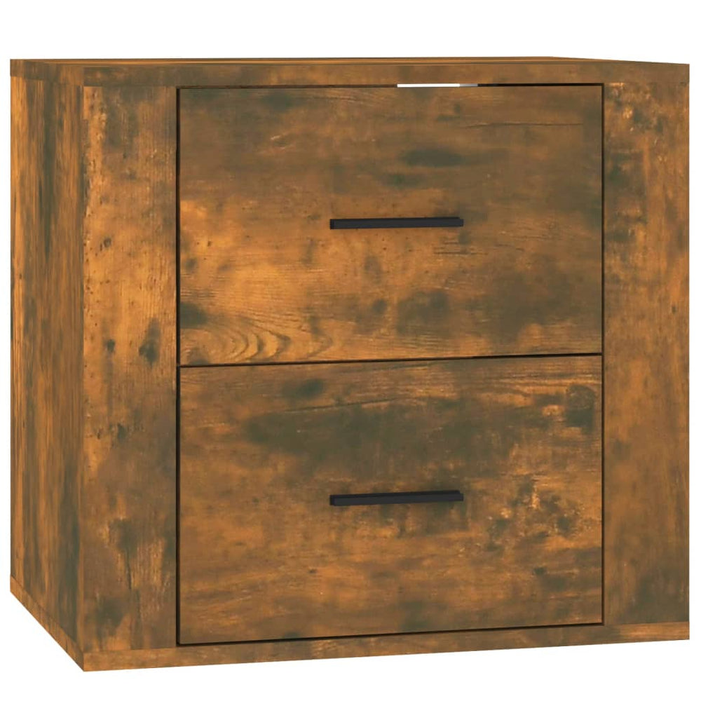 vidaXL Wall-Mounted Bedside Table Smoked Oak 50x36x47 cm